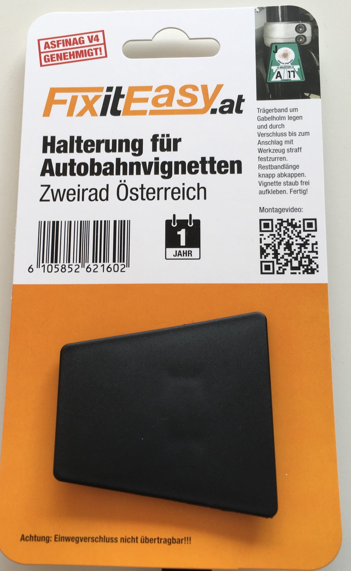 FixItEasy Halterung für Jahresvignette Autobahn 1 Jahr ohne Logowanne (B2B-AT)